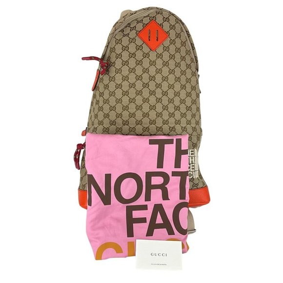 Gucci Women\'s Backpack Bicolor The North Face Monogram GG Brown & Orange Sz M main image 9